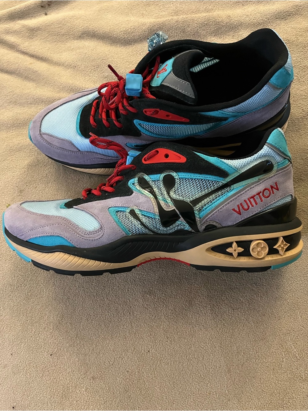 Louis Vuitton Men’s Multicolor Runner Sneakers - Blue/Red/Tan